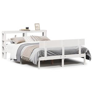 VidaXL Bedframe zonder matras massief grenenhout wit 140x190 cm