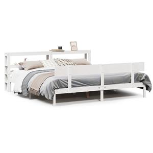 VidaXL Bedframe zonder matras massief grenenhout wit 180x200 cm