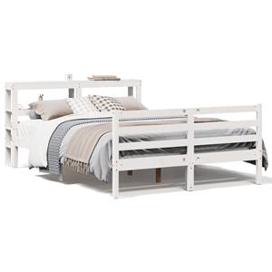 VidaXL Bedframe zonder matras massief grenenhout wit 135x190 cm