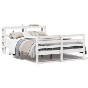 VidaXL Bedframe zonder matras massief grenenhout wit 140x190 cm