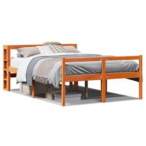 VidaXL Bedframe met hoofdbord massief grenenhout wasbruin 120x190 cm