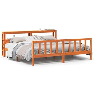 VidaXL Bedframe met hoofdbord massief grenenhout wasbruin 180x200 cm