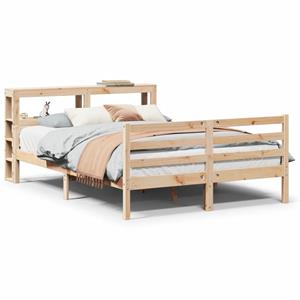 VidaXL Bedframe met hoofdbord massief grenenhout 135x190 cm