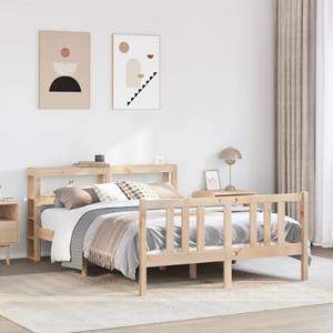 VidaXL Bedframe met hoofdbord massief grenenhout wit 140x200 cm