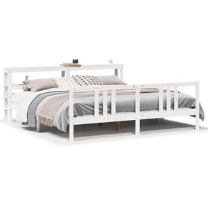 VidaXL Bedframe met hoofdbord massief grenenhout wit 200x200 cm