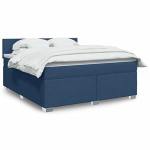 VidaXL Boxspring met matras stof blauw 180x200 cm