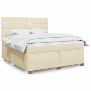 VidaXL Boxspring met matras stof crèmekleurig 180x200 cm