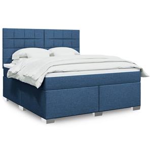 VidaXL Boxspring met matras stof blauw 180x200 cm