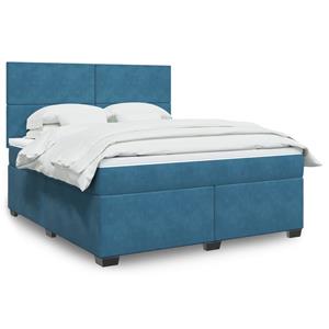 VidaXL Boxspring met matras fluweel blauw 180x200 cm