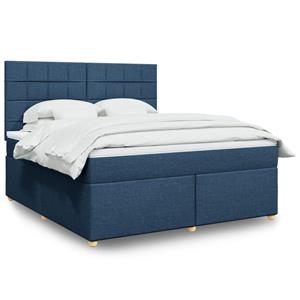 VidaXL Boxspring met matras stof blauw 180x200 cm