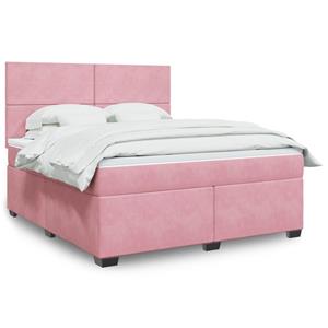 VidaXL Boxspring met matras fluweel roze 180x200 cm