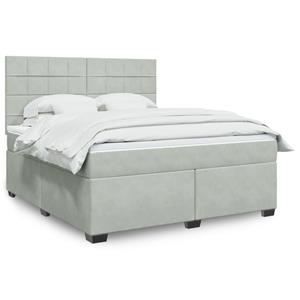 VidaXL Boxspring met matras fluweel lichtgrijs 180x200 cm