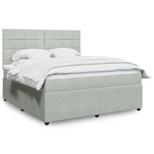 VidaXL Boxspring met matras fluweel lichtgrijs 180x200 cm