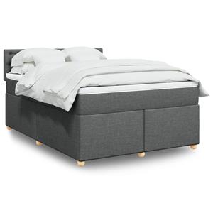 VidaXL Boxspring met matras stof donkergrijs 140x190 cm