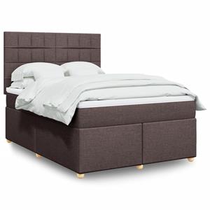 VidaXL Boxspring met matras stof donkerbruin 140x190 cm