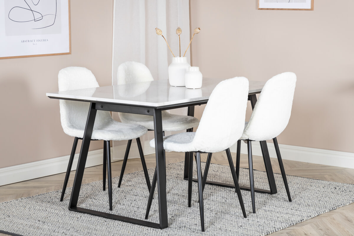 Nohr Eettafel Lenton Marmer, 140 x 90cm - Wit