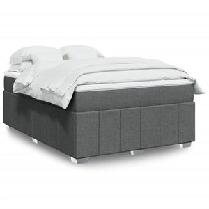 VidaXL Boxspring met matras stof donkergrijs 160x200 cm