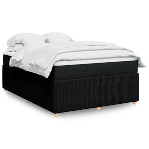 VidaXL Boxspring met matras stof zwart 140x190 cm