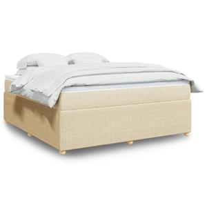 VidaXL Boxspring met matras stof crèmekleurig 180x200 cm