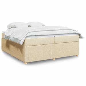 VidaXL Boxspring met matras stof crèmekleurig 200x200 cm