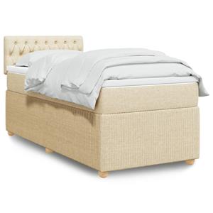 VidaXL Boxspring met matras stof crèmekleurig 100x200 cm