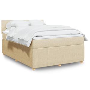 VidaXL Boxspring met matras stof crèmekleurig 140x190 cm