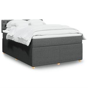 VidaXL Boxspring met matras stof donkergrijs 140x190 cm