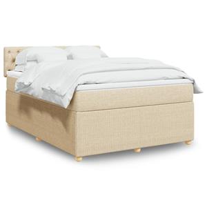 VidaXL Boxspring met matras stof crèmekleurig 140x190 cm