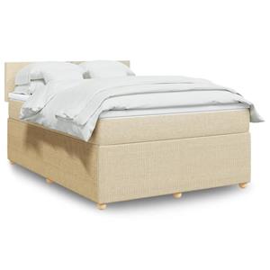 VidaXL Boxspring met matras stof crèmekleurig 140x200 cm