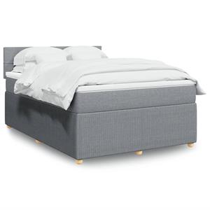 VidaXL Boxspring met matras stof lichtgrijs 140x200 cm