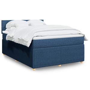 VidaXL Boxspring met matras stof blauw 140x200 cm