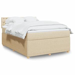 VidaXL Boxspring met matras stof crèmekleurig 140x200 cm