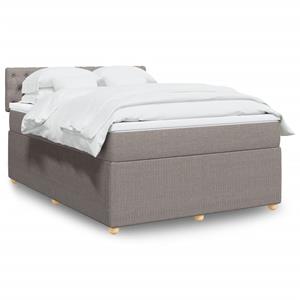 VidaXL Boxspring met matras stof taupe 160x200 cm