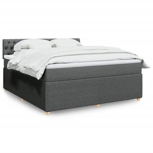 VidaXL Boxspring met matras stof donkergrijs 180x200 cm