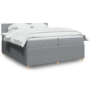 VidaXL Boxspring met matras stof lichtgrijs 200x200 cm