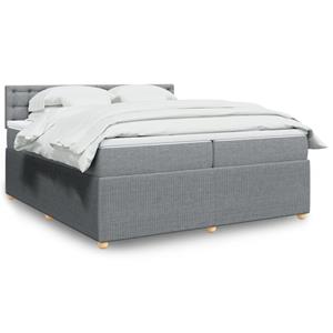 VidaXL Boxspring met matras stof lichtgrijs 200x200 cm