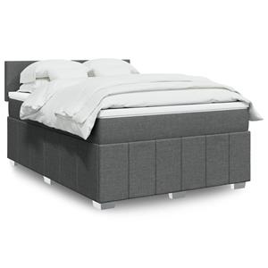 VidaXL Boxspring met matras stof donkergrijs 160x200 cm