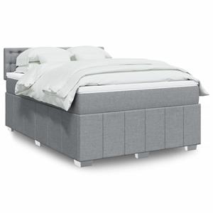 VidaXL Boxspring met matras stof lichtgrijs 160x200 cm