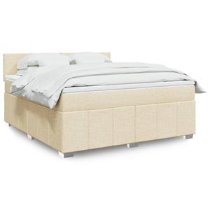 VidaXL Boxspring met matras stof crèmekleurig 180x200 cm