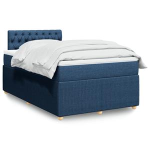 VidaXL Boxspring met matras stof blauw 120x200 cm