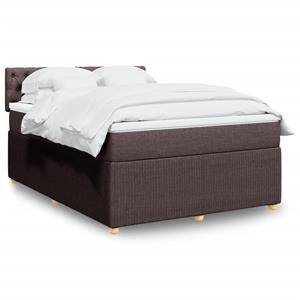 VidaXL Boxspring met matras stof donkerbruin 140x190 cm