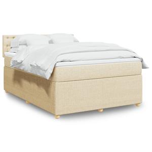 VidaXL Boxspring met matras stof crèmekleurig 140x190 cm