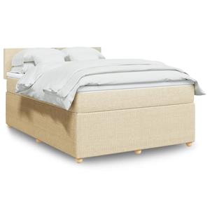 VidaXL Boxspring met matras stof crèmekleurig 140x200 cm