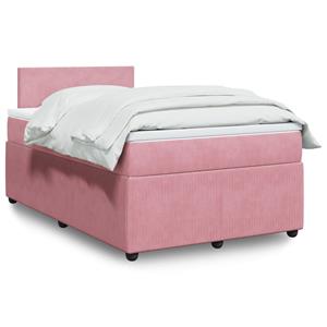 VidaXL Boxspring met matras fluweel roze 120x200 cm