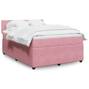 VidaXL Boxspring met matras fluweel roze 140x200 cm