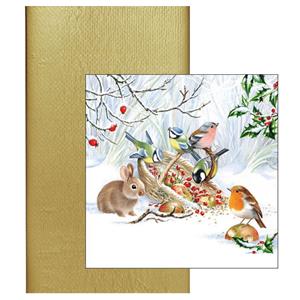 Duni Papieren tafelkleed/tafellaken goud inclusief servetten winter thema -