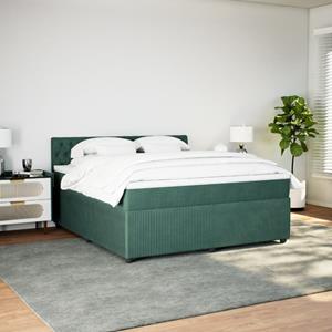 VidaXL Boxspring met matras fluweel donkergroen 180x200 cm