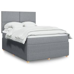 VidaXL Boxspring met matras stof lichtgrijs 140x190 cm