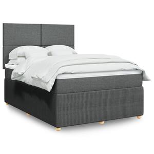 VidaXL Boxspring met matras stof donkergrijs 140x190 cm