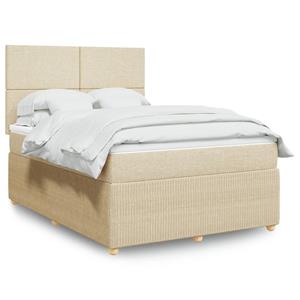 VidaXL Boxspring met matras stof crèmekleurig 140x190 cm